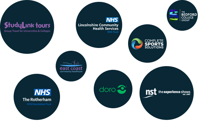 Studylink, NHS, Complete Sports Solutions, Bedford College, East Coast Community Healthcare, Doro, NST
